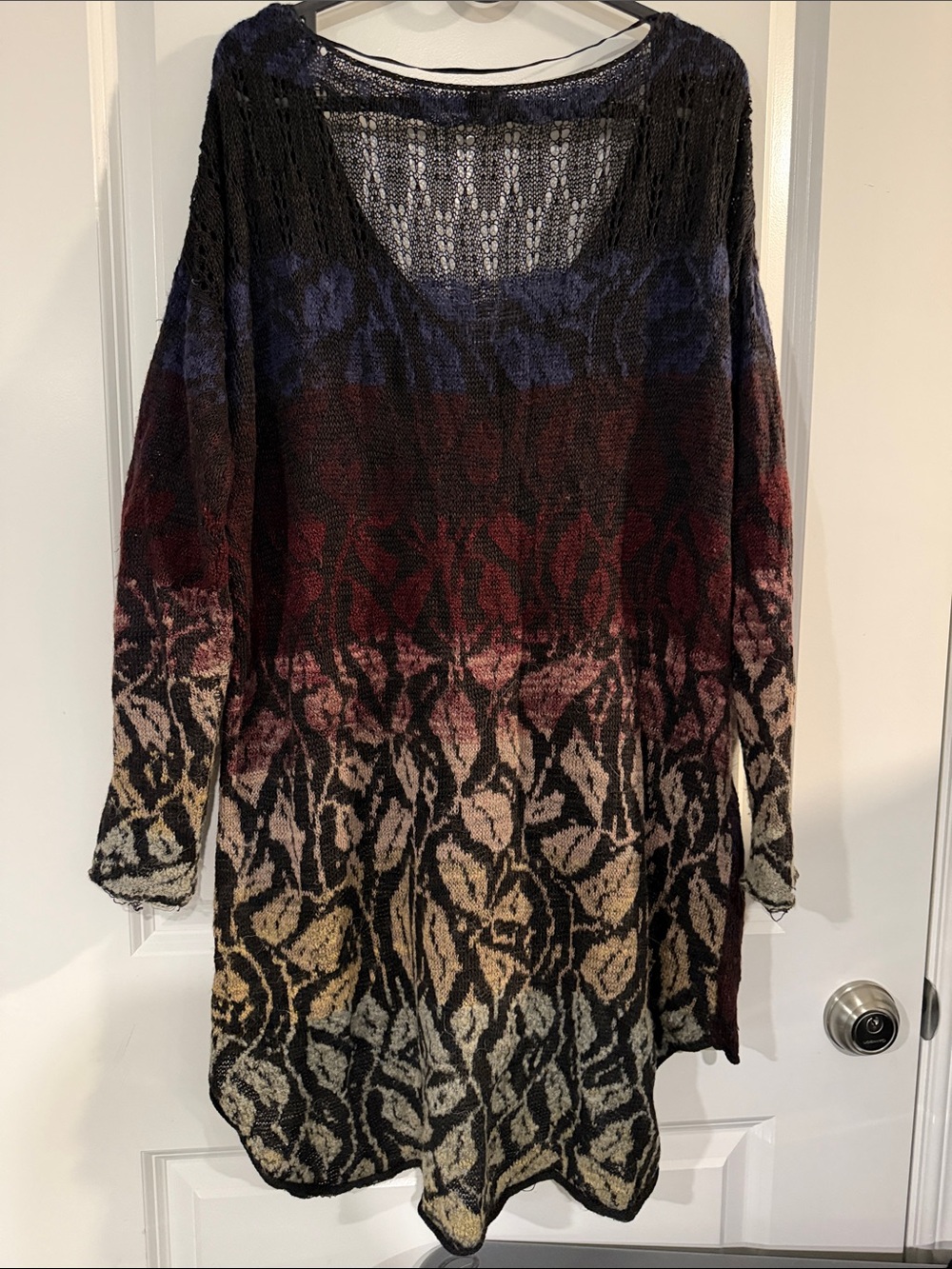 Free People Boho Multicolor Alpaca Wool Knit B-Neck Hi-Low Tunic - #192 - Picture 6 of 8